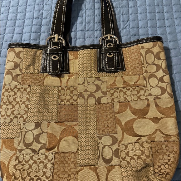 Coach Brown Patchwork Tote - Picture 1 of 12